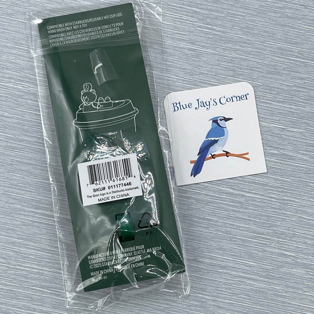 Starbucks Stopper Keychain for Reusable Cup Bearista Green Christmas 2025 Set 2 - Picture 4 of 6
